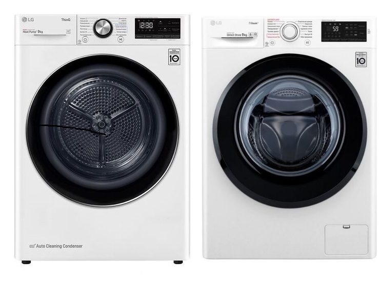 Комплект Сушильная машина LG DC90V9V9WN и Стиральная машина LG F4M5VS6W